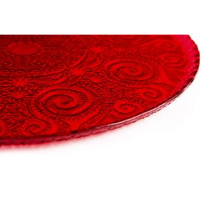 Vassoio Decorativo in Vetro Rosso Arabesco Excelsa 31x1.5x31 Cm - Product Image 3