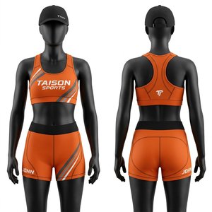 Ensemble de short et soutien-gorge BJJ en coton 100% 240 GSM, vert néon, noir rayé, taille élastique, logo personnalisé par sublimation, pour femmes - Product Image 4