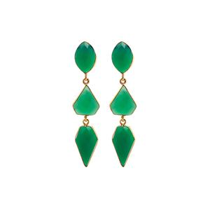 Handmade Green Onyx Faceted Fancy Shape Gemstone <b>Stud</b> <b>Earrings</b> Vermeil Gold Bezel <b>Set</b> for Wedding Anniversary or Gift - Product Image 1