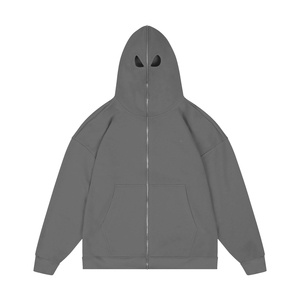 Sweat à capuche balaclava personnalisé à fermeture éclair intégrale, couleur unie, 100 % coton, style streetwear, pour couvrir tout le visage - Product Image 5