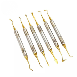 6 spatules dentaires en acier inoxydable plaqué titane doré, à double extrémité, pour composites et resines, instruments de restauration manuels - Product Image 3