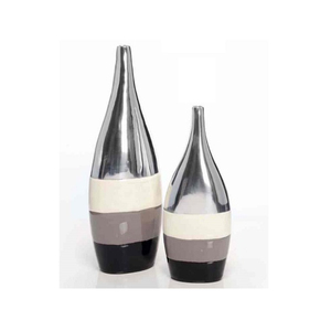 Vase à fleurs en aluminium martelé pour la décoration intérieure du bureau, du salon, finition argentée faite à la main, vase en métal pour le sol - Product Image 3