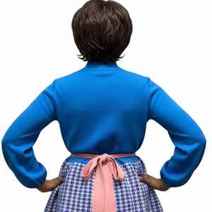 Cárdigan de punto con estampado de pata de gallo para mujer Jack and Jill, top peplum con cinturón, suéter de moda de manga larga al por mayor - Product Image 5