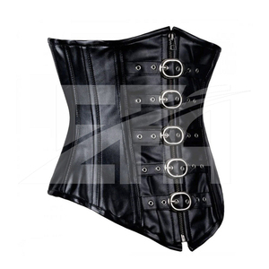 Corset à baleines en acier avec fermeture éclair frontale pour le bureau, bustier sexy pour femme, corsets en similicuir écologique avec broderie à rivets - Product Image 4