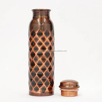 Bouteille d'eau en cuivre martelé de luxe, écologique, avec couvercle, style moderne, 1000 ml, portable, logo personnalisé