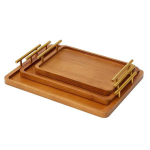 Bandeja de servir de madera única con asa de metal, venta al por mayor directa de fábrica, utensilios de cocina para el hogar, bandeja para servir alimentos al precio más bajo - Product Image 6