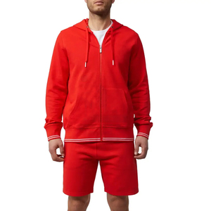 <b>Red</b> Color Good Quality Made In Best <b>Material</b> Men Hoodie & Shorts Set Wholesale Top Design Made Men Shorts Set - Product Image 1
