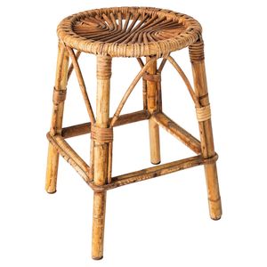 Handwoven Rattan <b>Stool</b> With Durable <b>Wooden</b> Legs For Modern Home Cafe Restaurant Seating Furniture - Product Image 6
