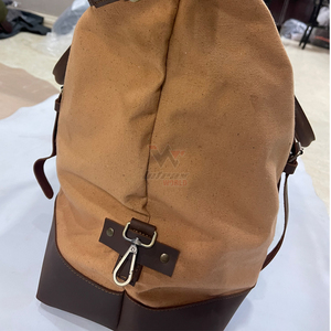 Waterproof Wax Canvas <b>Duffle</b> <b>Bags</b> <b>Leather</b> Trim Zipper Closure Durable Outdoor Use Travel Weekender <b>Bags</b> - Product Image 3