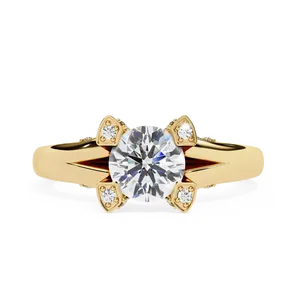 Anillo de Compromiso con Diamante Cultivado en Laboratorio, Corte Brillante Redondo de 1 Quilate, Oro Sólido de 18K, Certificado IGI, VVS E-F, Corte Catedral, Pavé, Solitario - Product Image 1