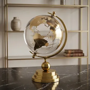 Globe terrestre décoratif, objet de décoration, support en métal doré, style vintage, globe pour la décoration de la maison, du bureau, de la table, du salon, de la salle d'étude, cadeau - Product Image 5