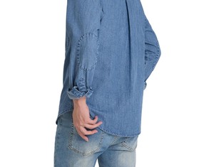 <b>Mens</b> Denim Shirt Western Style Long Sleeve Cotton <b>Jean</b> Shirt Snap Button Front Twin Pocket Casual Fashion Top Wholesale <b>Mens</b> - Product Image 3