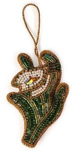 Adorno Colgante Hecho a Mano de Cactus Verde con Hilo Zari – Decoración de Planta del Desierto con Bordado de Cuentas al por Mayor - Product Image 1