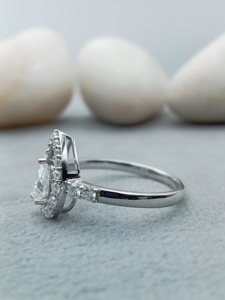 Anillo de Compromiso y Boda D'VINS JEWELS, Diseño de Pera, Corte Brillante, Color D, Blanco, Plateado, Dorado, Certificado - Product Image 5