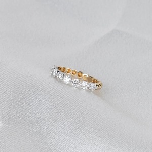 Anillo de Boda de Media Eternidad con Diamantes Cultivados en Laboratorio, Oro de 14K, Anillo Apilable Minimalista con Diamante Flotante de Una Sola Punta, Regalo Nupcial - Product Image 1