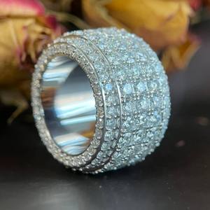 Hiphop Full Moissanite Diamond <b>Ring</b> 100% Real 925 Sterling Silver Party Wedding Band <b>Rings</b> for Women Bridal Engagement Jewelry - Product Image 6