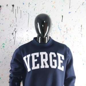 Sudadera VERGE Azul Marino con Cuello Alto, 100% Algodón, Apliques Bordados Blancos, Sudadera de Cuello Ancho, CLUSH SPORTS - Product Image 4