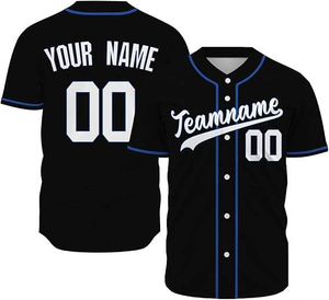 Maillot de baseball noir pour homme, personnalisable avec nom d'équipe, sublimation, col en V, manches courtes, évacuation de l'humidité, respirant, coupe classique, toutes tailles - Product Image 4