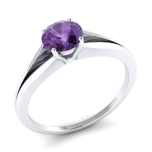 REYES, recién llegado, anillo de plata de ley 925 con piedra preciosa de amatista de corte redondo de 0,84 quilates para mujer, joyería fina exquisita con certificado GRA - Product Image 2