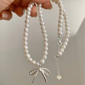 Wenchi French Retro High-End Collarbone Necklace Simple Niche Temperament Pearls Diamonds Internet Famous Elegant Bow Set China - Product Image 5