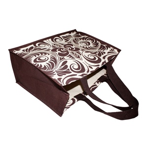 Bolsa de Compras de Lona Impermeable Laminada, Ecológica, con Impresión Personalizada, Forma Cuadrada, con Asa de Color - Product Image 4