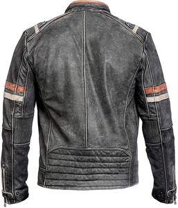 Veste en cuir délavé conçue sur mesure pour la moto Veste de sport de style vintage pour la moto d'hiver de taille personnalisée Design personnalisé - Product Image 3