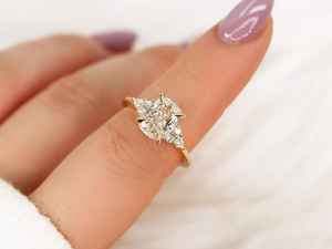 Bague de fiançailles solitaire Creative Craft Lab Grown 2.01 carats taille coussin en or massif 14 carats, cadeaux d'anniversaire de mariage pour les amoureux - Product Image 3