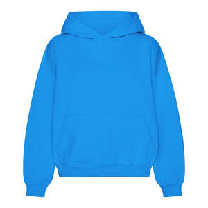 Sweat à capuche d'hiver pour femme 100% coton molletonné écologique respirant coupe-vent brodé surdimensionné avec logo frontal uni bleu foncé OEM - Product Image 1