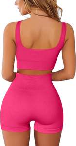 ชุดโยคะผู้หญิงสั่งทำขายส่ง ระบายอากาศได้ดี ยืดหยุ่นสูง เสื้อชั้นในออกกำลังกายแบบโชว์หลัง กางเกงโยคะยกกระชับสะโพก 2 ชิ้น ชุดฟิตเนสเอวสูง - Product Image 4