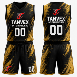 Conjunto de Camiseta de Baloncesto Sublimada TANVEX International, Cuello en V, Sin Mangas, Absorbe la Humedad, Unisex, Adulto, Todas las Temporadas, Color Sólido, 100% - Product Image 5