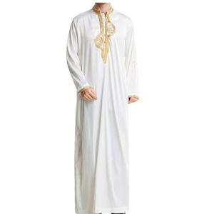 Caftán marroquí estilo turco, ropa étnica musulmana islámica tradicional, 100% algodón y seda, transpirable, Thobes Jubbah para hombre - Product Image 1