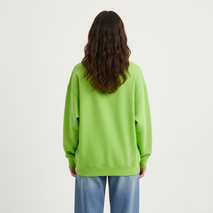 Women Oversized Crew Neck <b>Sweatshirt</b> Light Blue <b>Leopard</b> <b>Print</b> Letter Front Regular Sleeve Autumn Knitted Cotton 100% - Product Image 5