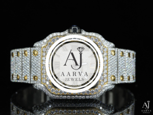 Montre mécanique en acier inoxydable avec incrustation de diamants, affichage analogique, bracelet de 20 mm, pierres précieuses, montre de luxe - Product Image 3
