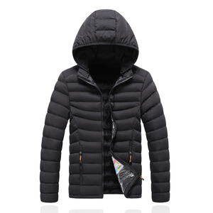 Veste d'hiver pour homme, style coréen, coupe slim, couleur unie, col montant, rembourrée en coton, manteau chaud d'hiver - Product Image 6