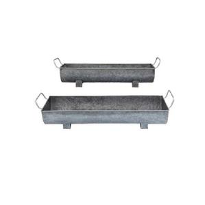 Bandeja Rectangular de Metal Galvanizado Plateado con Asa para Servir Bebidas y Aperitivos en el Hogar y Hoteles, Hecha a Mano, al por Mayor - Product Image 2
