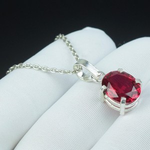 Collier pendentif en argent sterling 925 avec rubis du Mozambique rouge sang, pierre de naissance de juillet, cadeau pour femme - Product Image 3