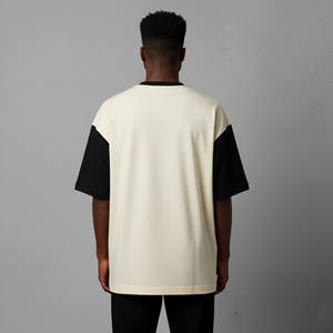 <b>Men</b> High Quality Casual Wear Lightweight T-Shirt Hot Selling Loose Fit Drop Shoulder Crew Neck Color Block T-Shirt - Product Image 6