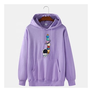 Sudadera con Capucha de Astronauta, Color Lavanda Morado, Estampado Gráfico de Planetas, Sudadera Extra Grande de Felpa Gruesa, Personalizada - Product Image 1