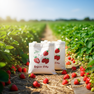Borsa tote con stampa fragole Nz 32x37 cm Borsa in cotone bianco per donna - Product Image 2