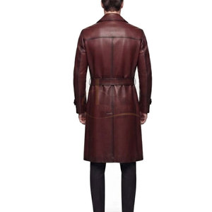 Manteau long en cuir pour homme, modèle classique, fermeture boutonnée, manches longues, col élégant, imperméable – Le choix tendance - Product Image 5