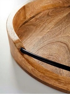 Plateau de service en bois pour la maison et la cuisine, plateau décoratif pour servir des collations, des fruits et du thé sur la table à manger - Product Image 4