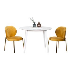 Set da Pranzo Contemporaneo Amoa 5 Pezzi, Tavolo Rotondo Bianco e 4 Sedie per Sala da Pranzo Moderna - Product Image 2