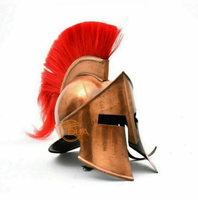 Mittelalterlicher König Leonidas Griechischer 300-Romane-Stil Römischer Eisenrüstungshelm Roter Federbusch Antik-Kupfer-Finish Krieger Weihnachten Halloween