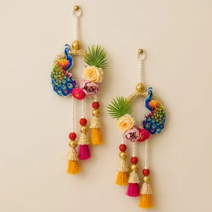 Bohemian Peacock Wall Hanging With Colorful Tassels And Flowers Indoor Decor Living Room Art - Product Image 6