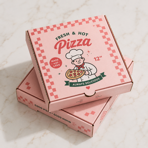 Boîte d'emballage alimentaire jetable écologique biodégradable sur mesure, en papier kraft ondulé épaissi, forme carrée, pour pizza - Product Image 4