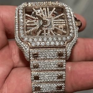 Reloj Mecánico con Incrustaciones de Diamantes en Tono Oro Rosa, Esfera Cuadrada, Estilo Tourbillon, para un Look de Lujo - Product Image 2