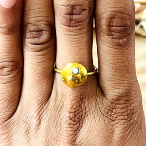 Unique Design Minimalist Moonstone <b>Ring</b> Boho Brass Band Women 18k Gold Plated Dainty Geometric <b>Dome</b> Statement Wholesale/OEM/ODM - Product Image 6