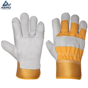 Multi-Purpose Industrial Utility Heavy-Duty Newest With Flexible Yellow Canvas Back Premium Quality Split Leather Work <b>Gloves</b> - Product Image 1