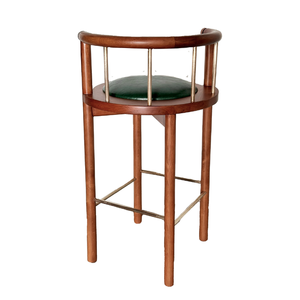 Taburete de Bar Moderno de Madera Maciza Ecológica, Resistente al Agua, con Asiento Verde, Diseño de Mediados de Siglo, para Hogar, Comedor, Escuela, Taller - Product Image 1