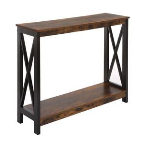Mesa Consola Rústica Marrón con Estructura Metálica Industrial, Diseño en X, Mueble de Entrada, Mesa de Sofá de 2 Niveles con Estante de Almacenamiento con Aspecto de Madera - Product Image 5